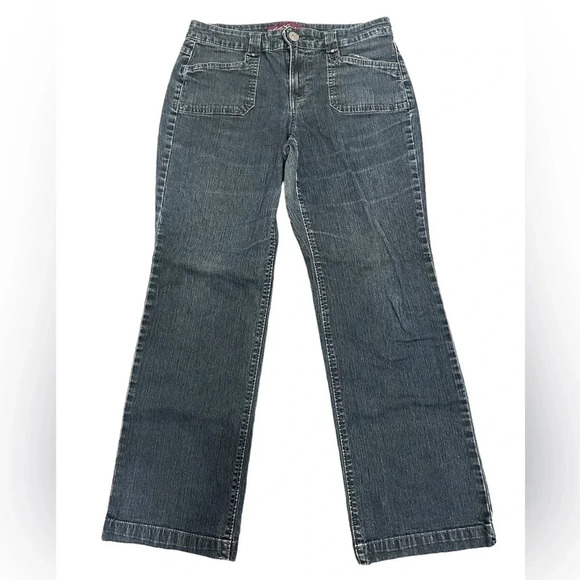 Gloria Vanderbilt Women’s Dark Wash Stretch Cargo Straight Leg Jeans Size 8 - Picture 1 of 6